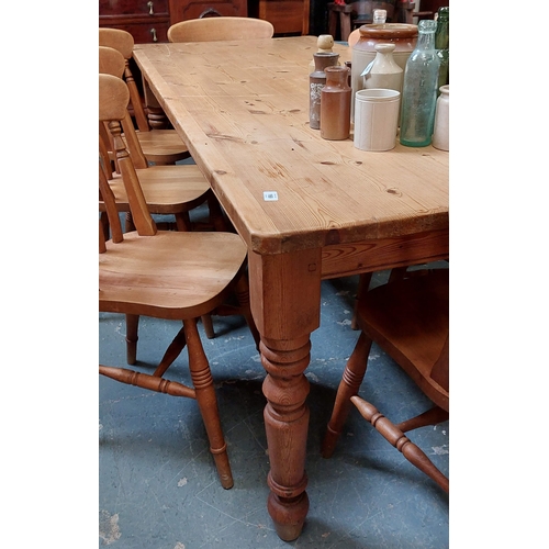 169 - Large Pine Table and 8 Chairs - C. 213cm W x 87cm D x 78cm H