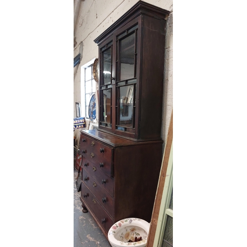 225 - Tall 19th Century Mahogany Secretaire Bookcase - C. 240cm H x 112cm W x 58cm D