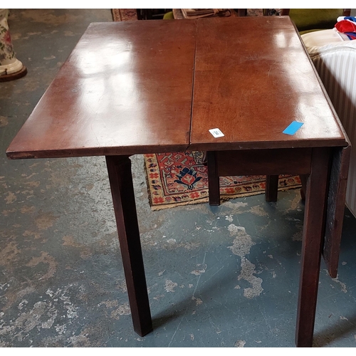 244 - Georgian Mahogany Drop Leaf Table - C. 90cm L x 35cm W x 70cm H