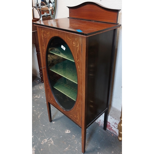 263 - Edwardian Inlaid Glazed Front Display Cabinet