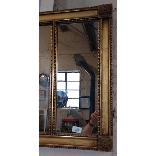 278 - 3 Section Gilt Framed Mirror - C. 125cm W  x 59cm H