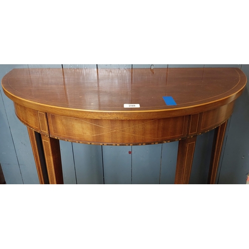 298 - Edwardian Half Moon Inlaid Mahogany Hall Table - C. 90cm W