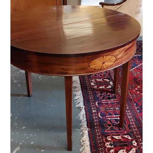 312 - Demi Lune Mahogany Turn Over Leaf Tea Table with Front Inlaid Panel