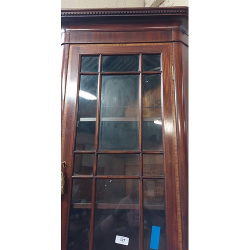 327 - Edwardian Inlaid Hanging Glazed Corner Cabinet