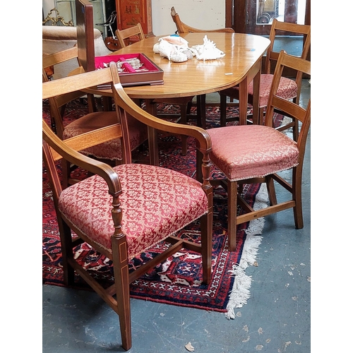 343 - Oval Drop Leaf Inlaid Dining Table with 6 Labeled Chairs by Strahan Dublin (4 & 2 Carvers)
Table - C... 