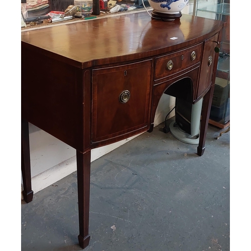 371 - Bow Front Inlaid Mahogany Sideboard - C. 106cm W x 56cm D x 87cm H