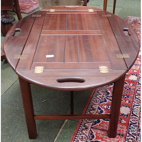 445 - Mahogany Tray Top Campaign Table