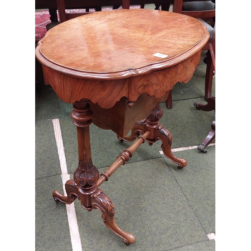 452 - Victorian Walnut Ladies Work Table with Fitted Interior