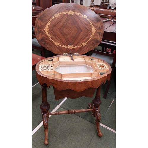 452 - Victorian Walnut Ladies Work Table with Fitted Interior