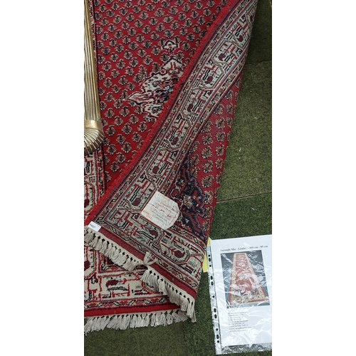 485 - Red Runner Rug - C. 300cm x 86cm