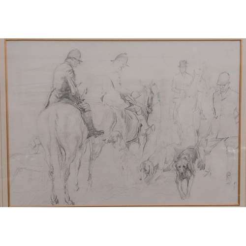 494 - Framed Pencil Sketch of Huntscene