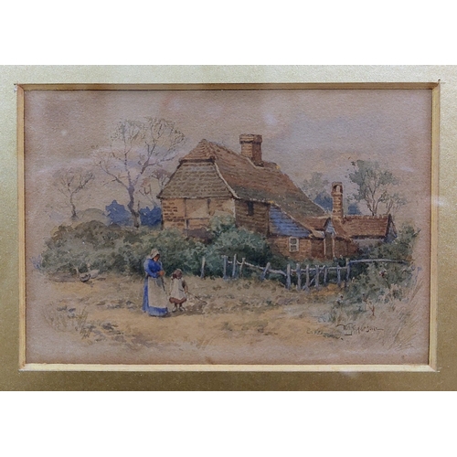 516 - Gilt Framed Miniature Watercolour of Cottage Scene