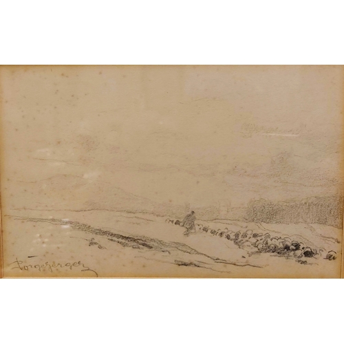 524 - Framed and Signed Pencil Sketch of Country Scene