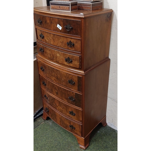 533 - 3 Over 4 Neat Graduated Walnut Chest - C. 109cm H x 51cm W x 35cm D