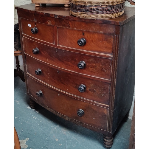 136 - 2 Over 3 Drawer Mahogany Chest of Drawers