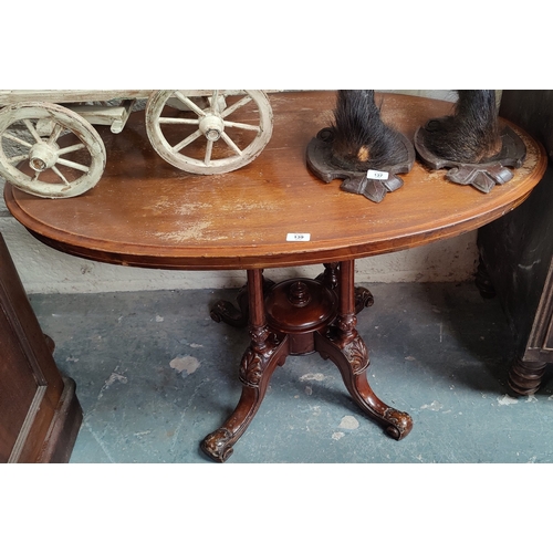 139 - Oval Occasional Table on Carved Pod - C. 108cm Wide