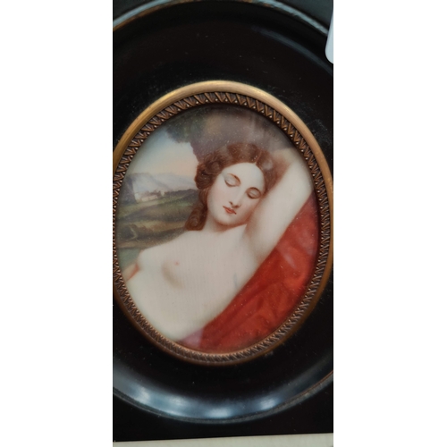 493 - 2 Miniatures - Reclining Nude Lady & Fashion Lady