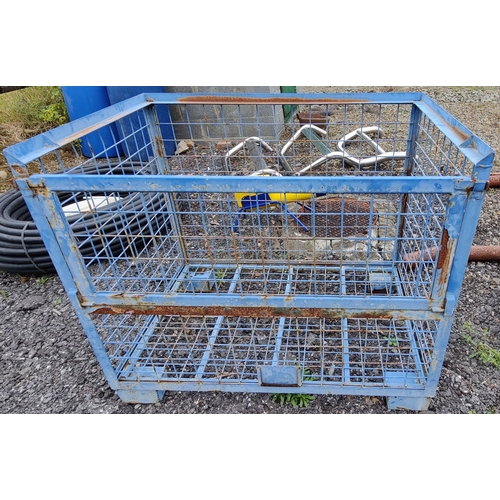 32 - Blue Metal Cage / Crate - C. 120cm W x 80cm D x 103cm H