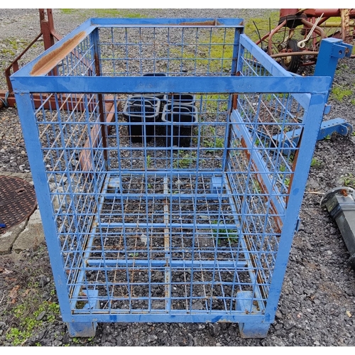 32 - Blue Metal Cage / Crate - C. 120cm W x 80cm D x 103cm H