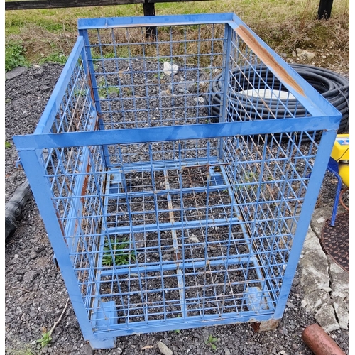 32 - Blue Metal Cage / Crate - C. 120cm W x 80cm D x 103cm H