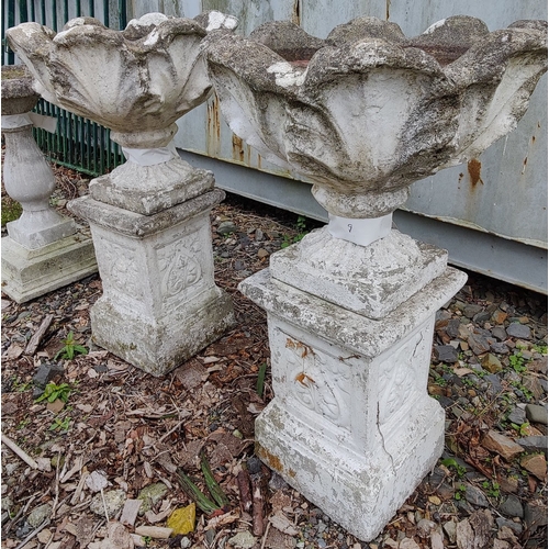 9 - Pair of Garden Urns on Pedestal Base