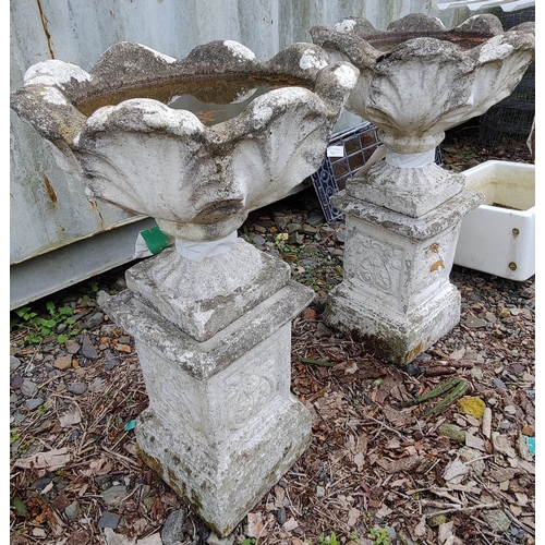 9 - Pair of Garden Urns on Pedestal Base