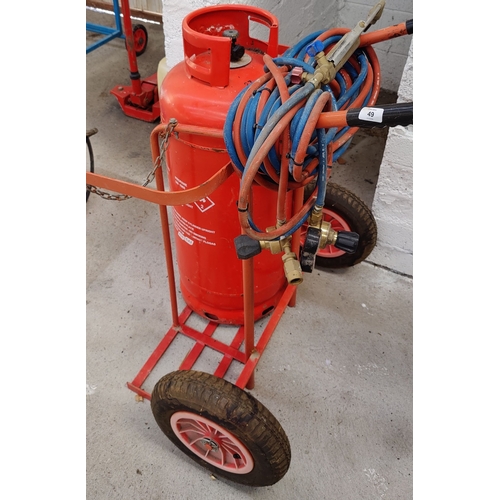 49 - Acetylene Torch, Trolly & Gas Tank