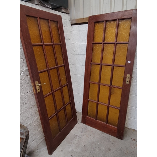 54 - Pair of Glazed Teak Doors - C. 81cm x 203cm