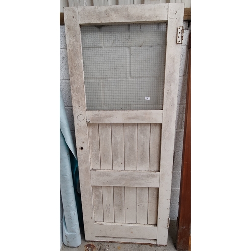 55 - White Panelled Door with Glass  - C. 81cm x 203cm