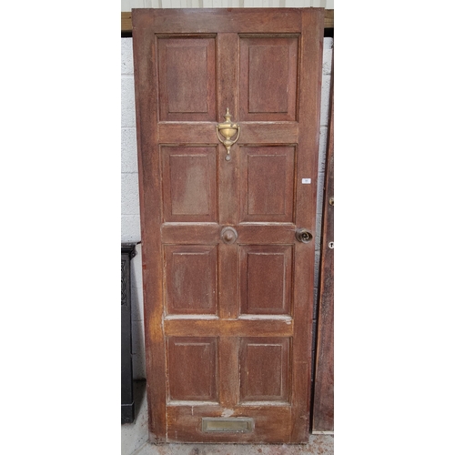 59 - Panelled Teak Front Door - C. 81cm x 203cm