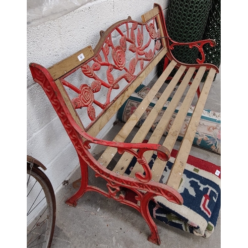 85 - Metal and Wood Garden Seat - C. 125cm