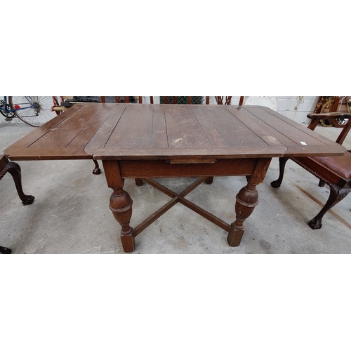 91 - Oak Draw Leaf Dining Table - C. 155cm W x 90cm D