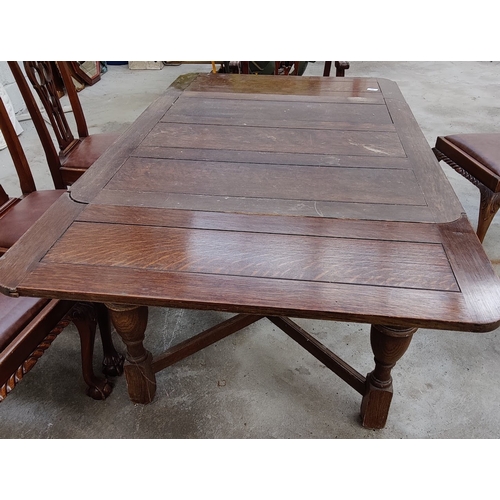 91 - Oak Draw Leaf Dining Table - C. 155cm W x 90cm D