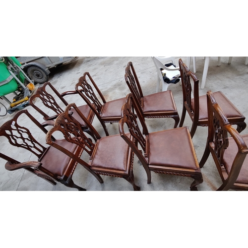 92 - Set of 8 Mahogany Chippendale Style Dining Chairs. 2 Carvers and 6 Chairs