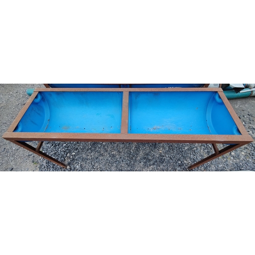 296 - Steel Frame Feeding Trough - C. 186cm W x 58cm D x 91cm H