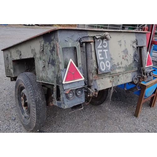 302 - Heavy Duty Single Axel Army Trailer - C. 188cm L x 140cm W