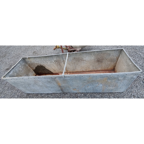 313 - Galvanised Riveted Tank - C. 212cm W x 60cm D x 60cm H