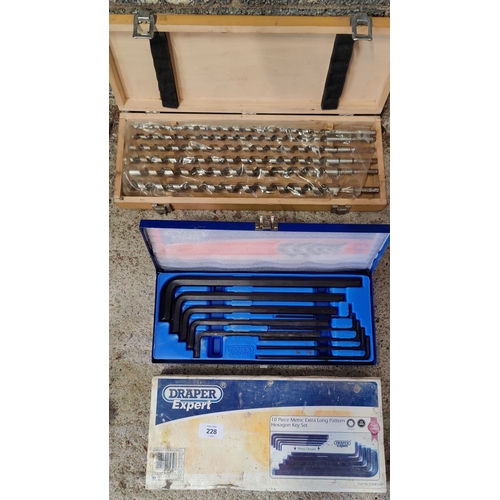 228 - Draper 10 Piece Hexagon Key Set & 6 Piece Auger Bits Set