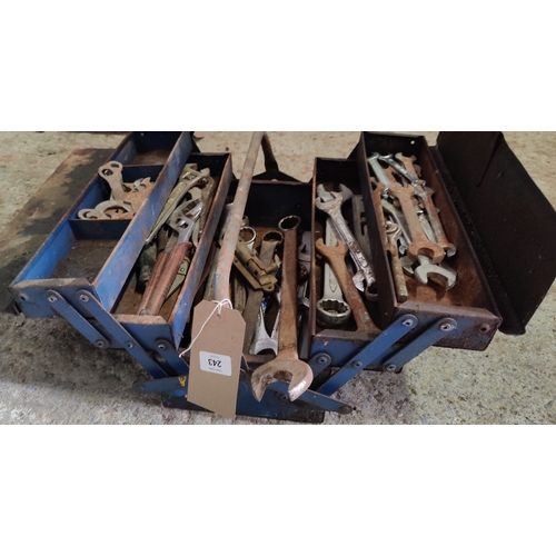 243 - Metal Tool Box inc. Spanners, Wrenches etc