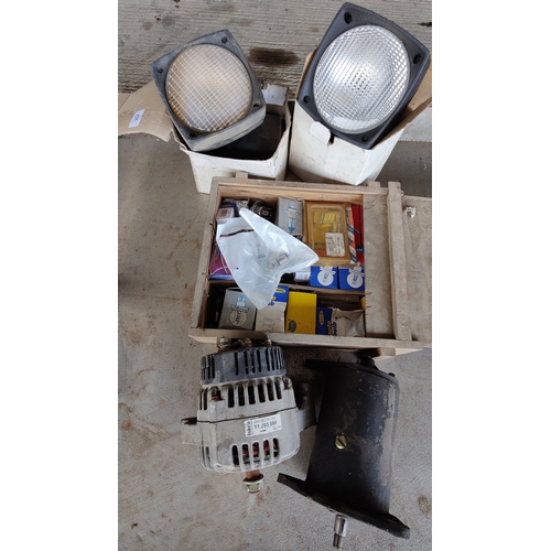 357 - Set of Lights, Box of Spare Bulbs, Starter Motor