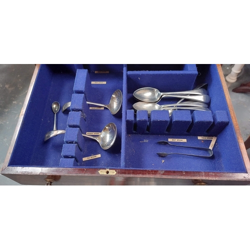 13 - Freestanding Cutlery Canteen on Ball and Claw Feet with Some Cutlery