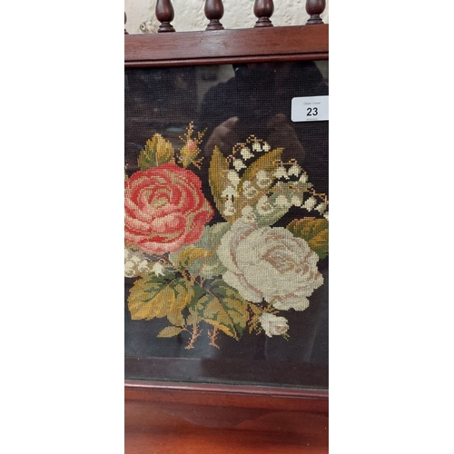 23 - Victorian Mahogany Tapestry Fire Screen