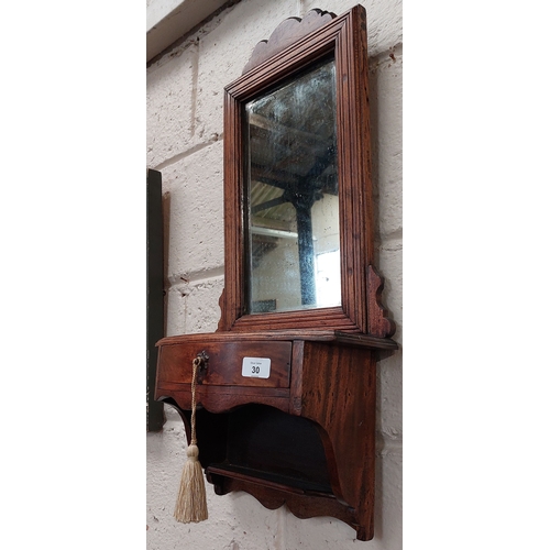 30 - Mahogany Wall Mounted Shaving Mirror with Drawer