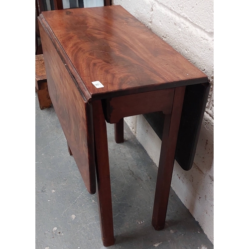 32 - Neat Georgian Flame Mahogany Drop Leaf Table - C. 75cm W x 40cm D x 72cm H