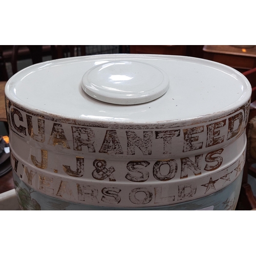 53 - Hand-painted Whiskey Barrel with Tap - Condition Update