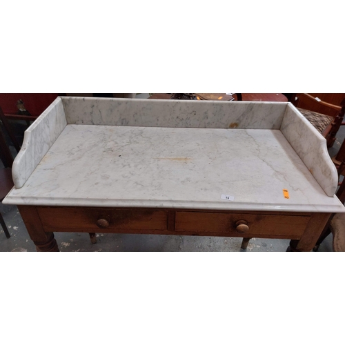 54 - Marble Top Gallery Back Washstand - C. 104cm wide x 52cm deep x 92cm high to the gallery back