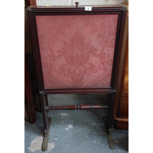 78 - Victorian Mahogany Brass Bound Screen