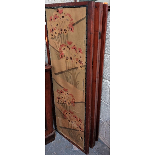 79 - 4 Fold Screen with Floral Print Panels