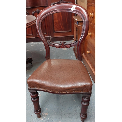 89 - 5 Victorian Leather Seated Dining Room Chairs