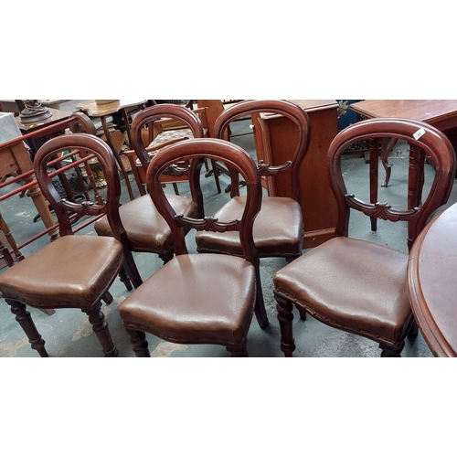 89 - 5 Victorian Leather Seated Dining Room Chairs